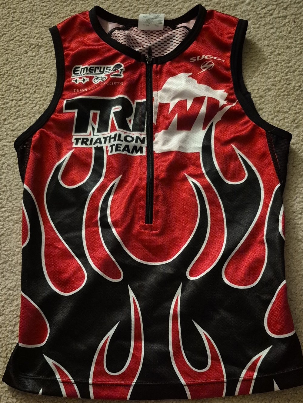 Sugoi Kids TRI Triathlon Team Bike Jersey Top Red & Black